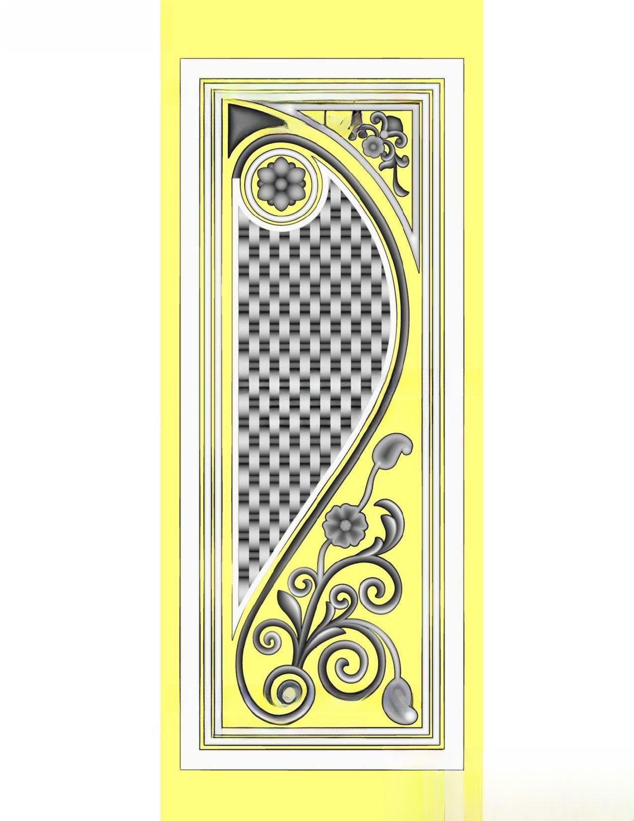 MD - MIX-132 Contemporary Floral and Geometric Pattern Door Design